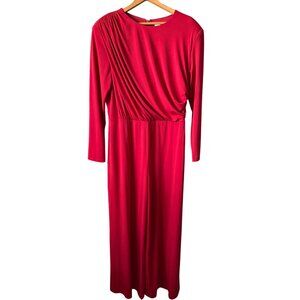 NWT Alexia Admor Red Jumpsuit Long Sleeves Shoulder Pads Crossover Top Size XL